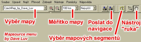 Mapsource - menu
